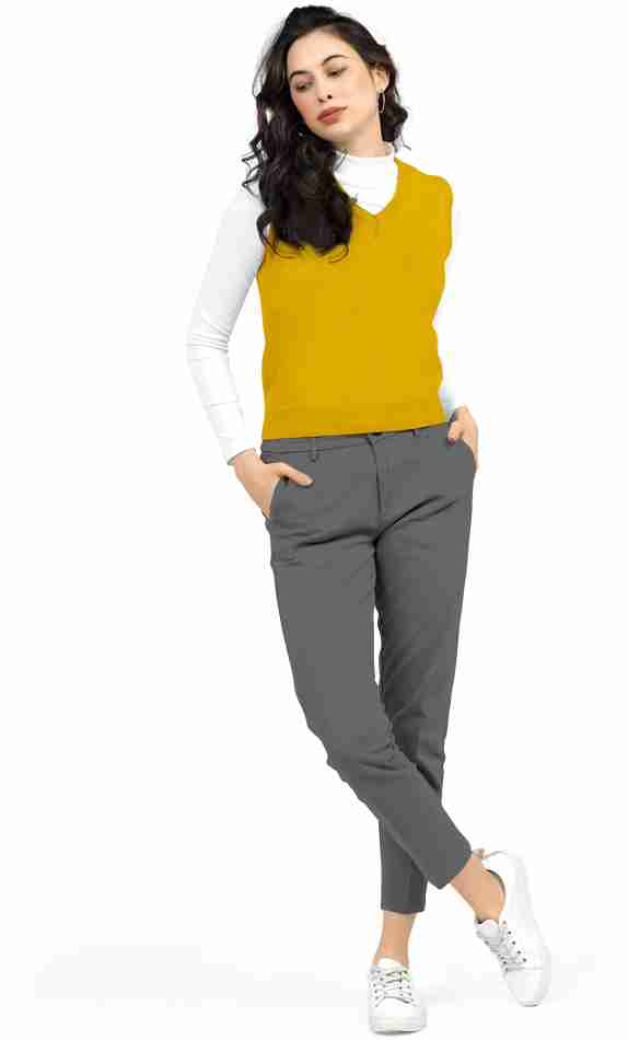 SKYREX  WOMEN GREY STRACHABLE COTTON PANT